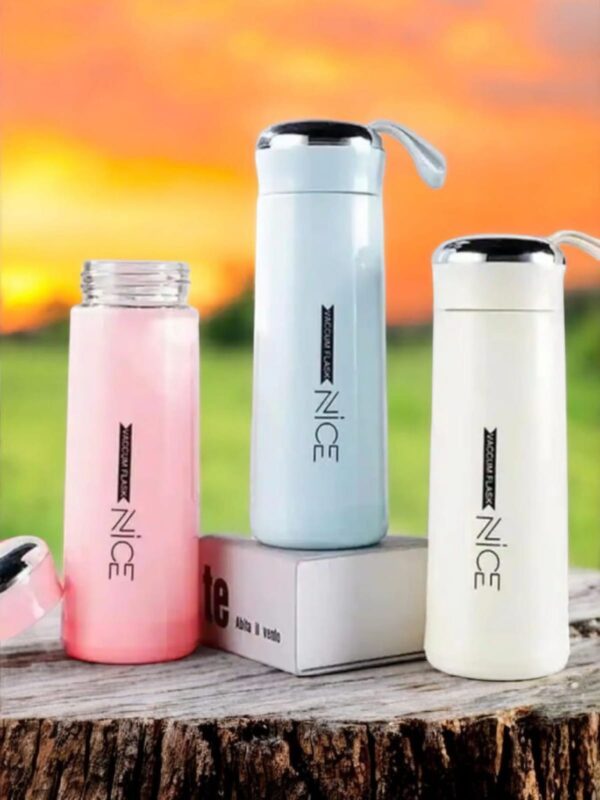 Thermos Glass Water Bottle 500 ml/Leakproof Flash Tea & Water/Cerative Design, Poratble & Eco Friendly Bottle (Multi Colour Pack-1)